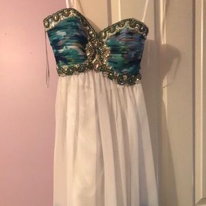 White/ blue formal or prom dress